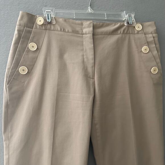Gerard Darel Khaki Cropped Sailor Pants Size 12 US / 44 FR Stretch - Picture 3 of 14